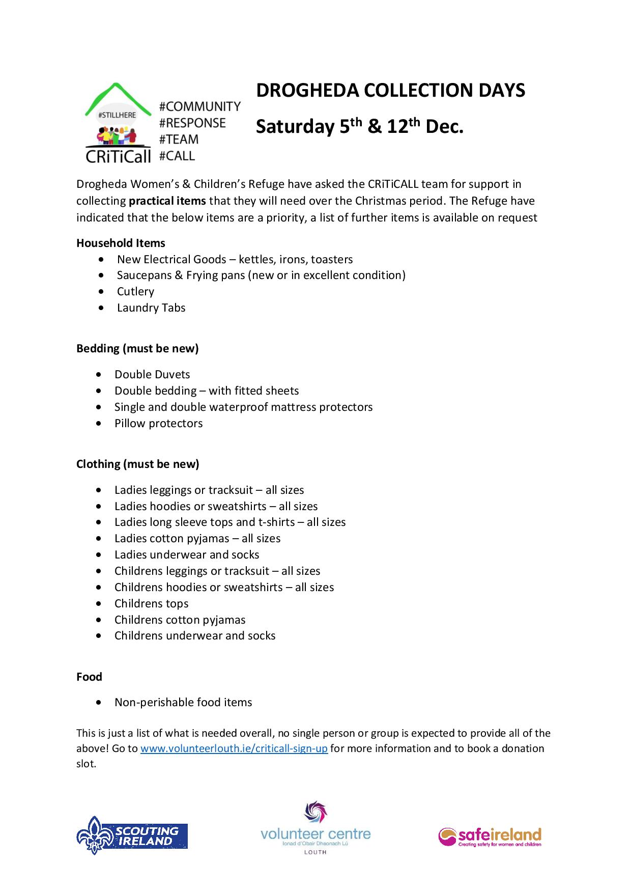 Drogheda December CRiTiCALL Notice 